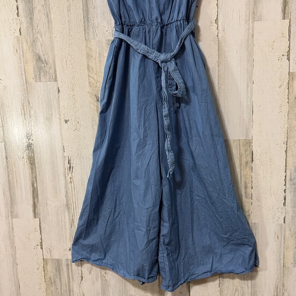 Hutch Light Blue Ruffle Sleeves Capri Length Jumpsuit - Picture 3 of 8